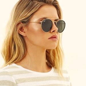 Ray-Ban Polarized Round Double Bridge Sunglasses 3647-N 001/57 51-22 145 3P